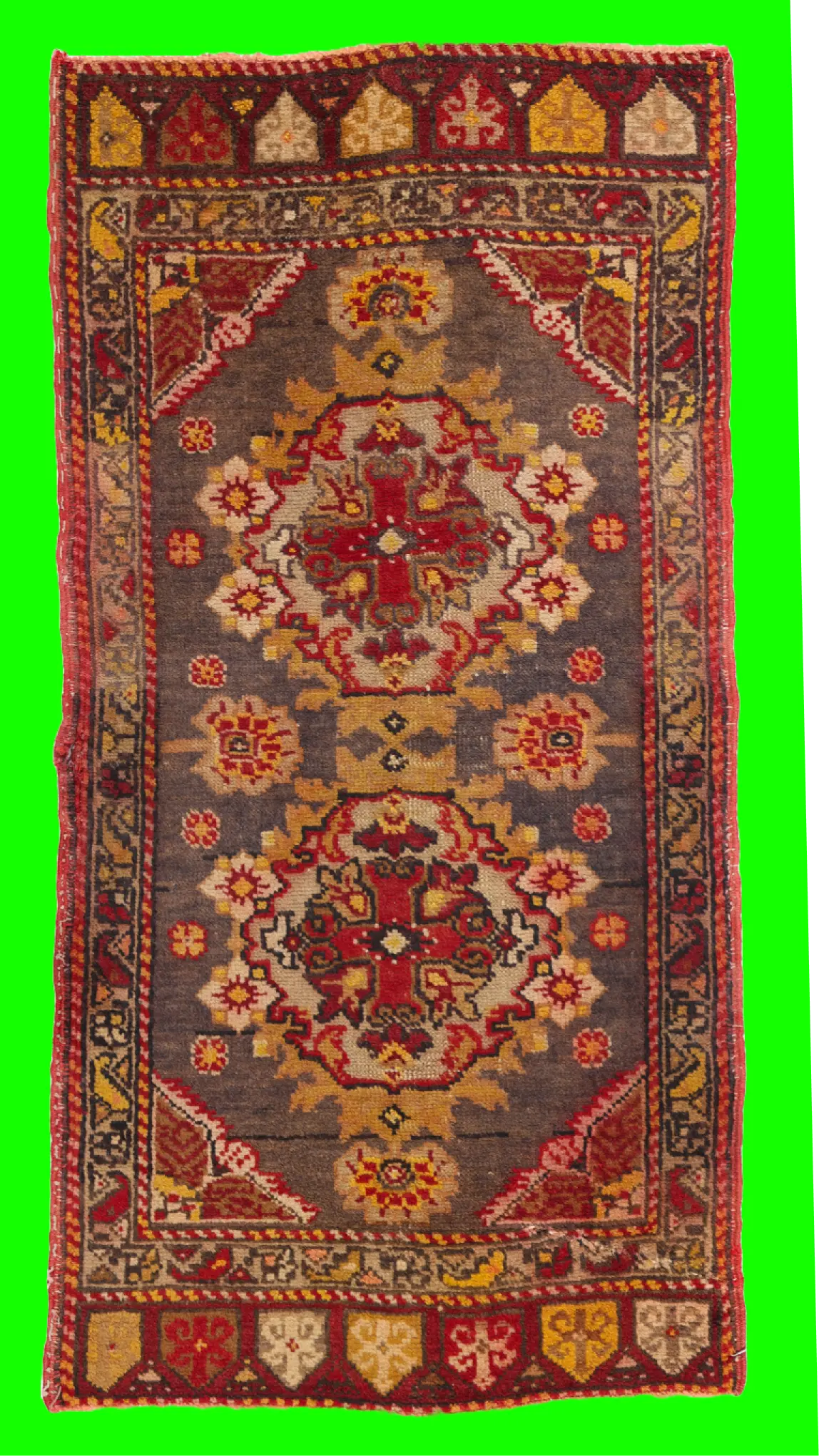 2x3 Vintage Turkish Yastik Rug Black