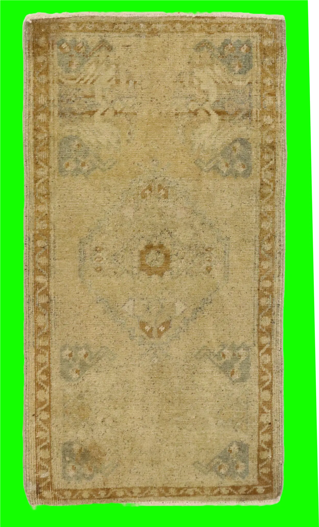 2x3 Vintage Turkish Yastik Rug Green