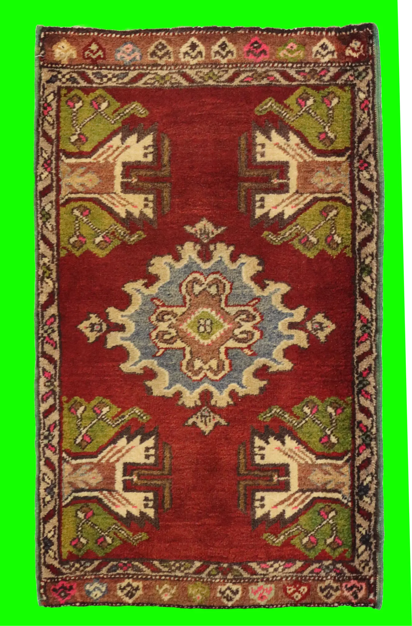 2x3 Vintage Turkish Yastik Rug Red